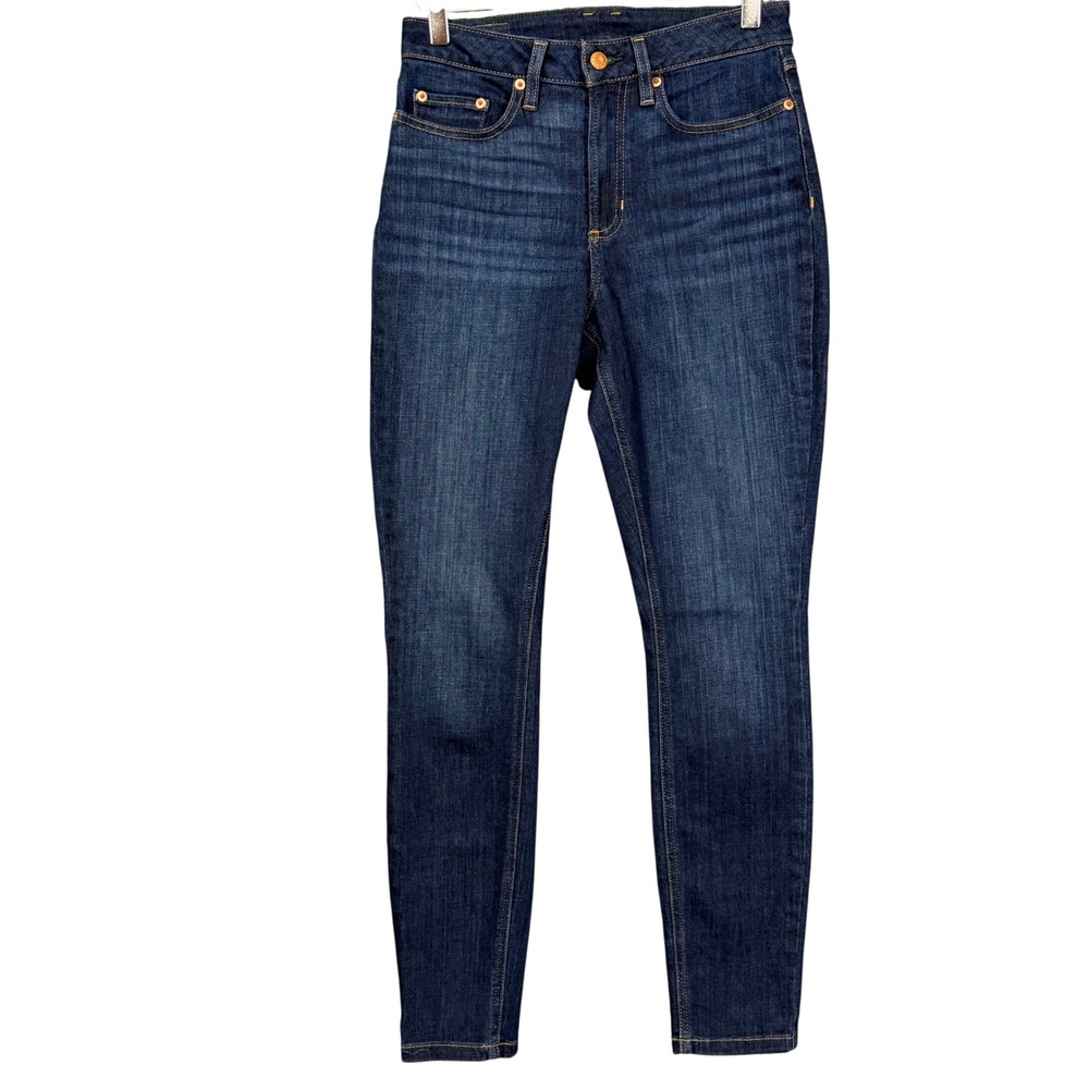 LL Bean Jeans Womens 6 Tall Blue BeanFlex Slim Leg Dark Wash Stretch Denim 28x30